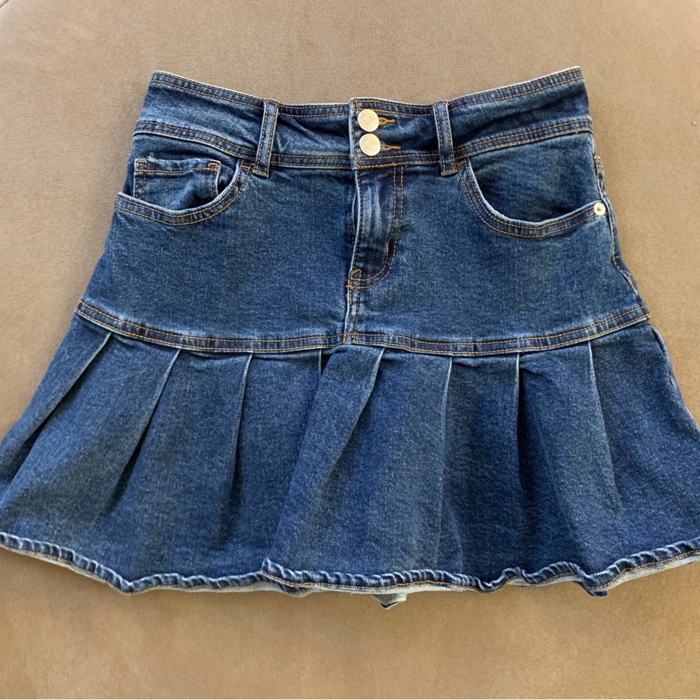 flare bottom denim skirt